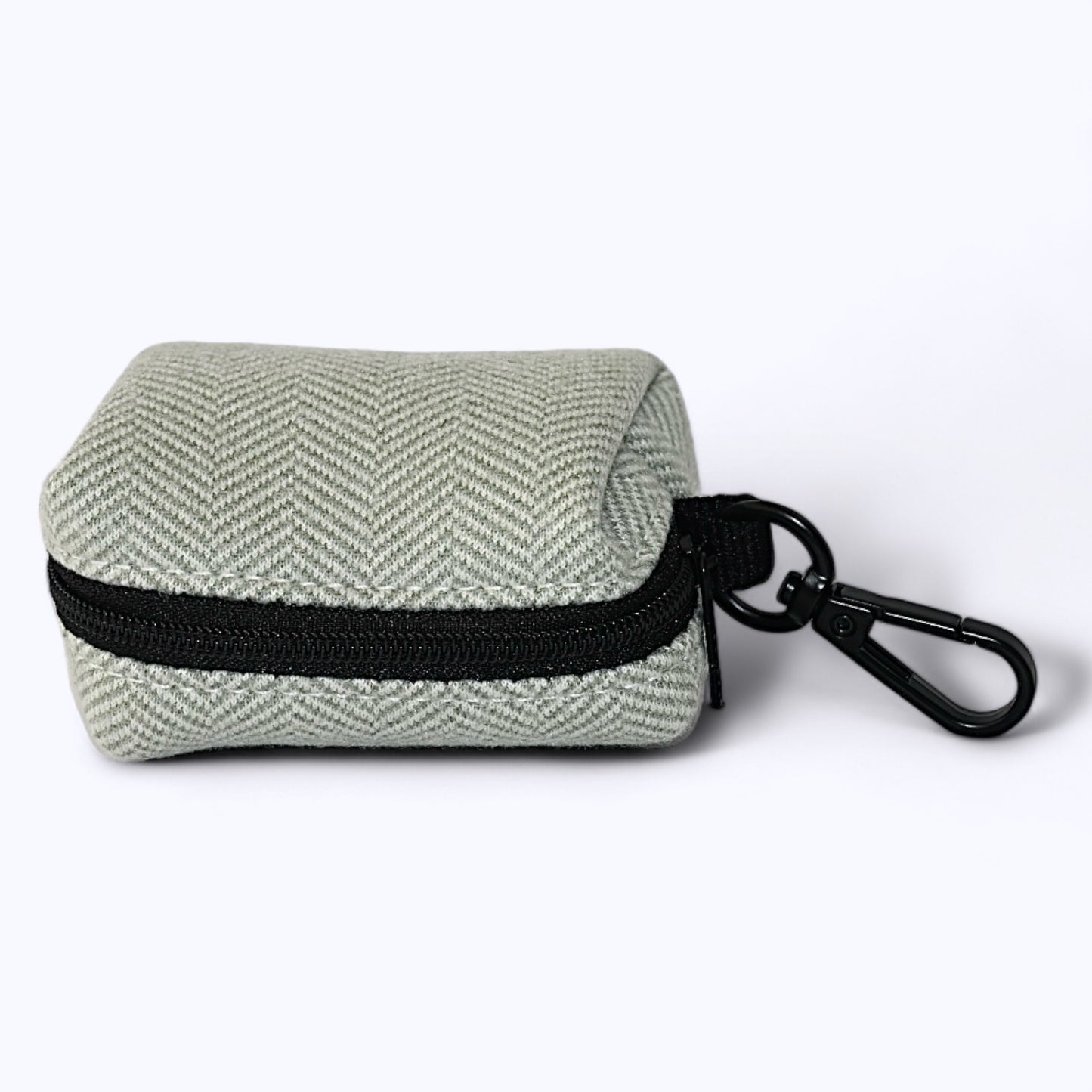 Olive Herringbone Poop Bag Holder